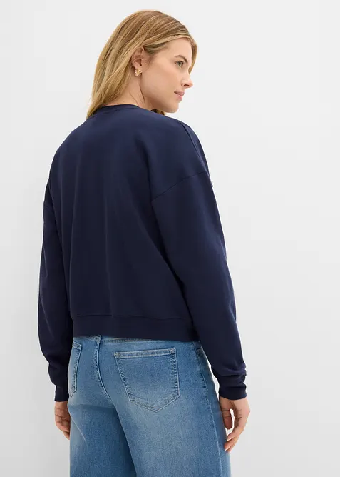 Kort sweatshirt i 100% &oslash;kologisk bomull, bonprix