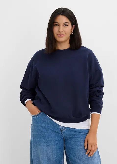 Kort sweatshirt i 100% &oslash;kologisk bomull, bonprix