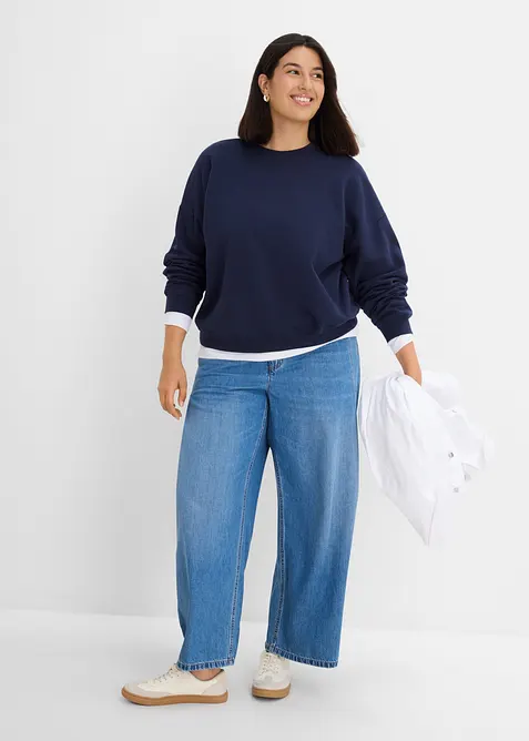 Kort sweatshirt i 100% &oslash;kologisk bomull, bonprix