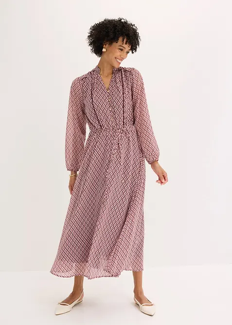 Chiffonkjole med kontrastpiping, bonprix