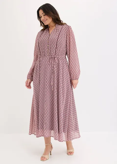 Chiffonkjole med kontrastpiping, bonprix