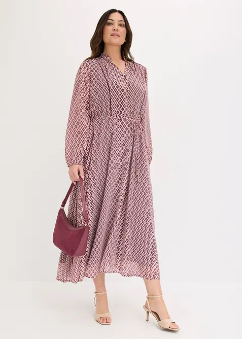 Chiffonkjole med kontrastpiping, bonprix