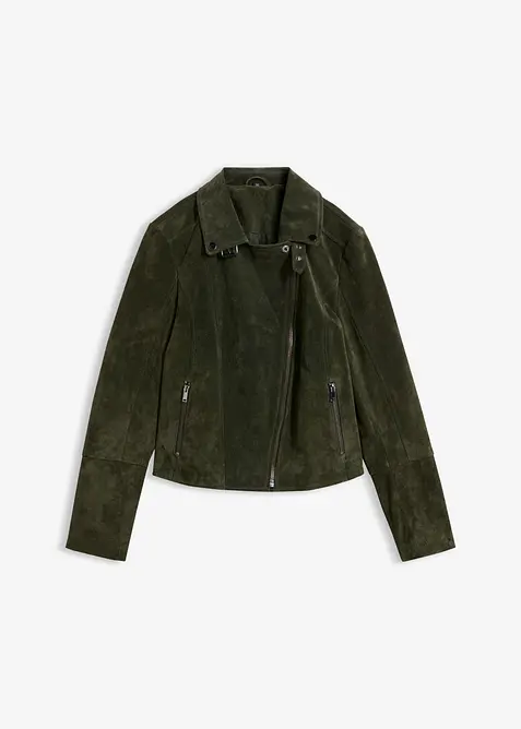 Bikerjakke i semsket skinn, bonprix