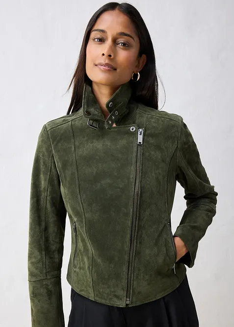 Bikerjakke i semsket skinn, bonprix