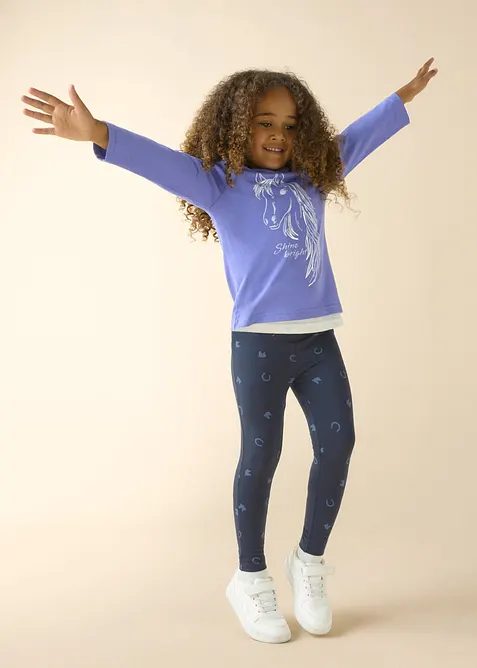 Leggings i elastisk, &oslash;kologisk bomullsmiks (3-pack), bonprix