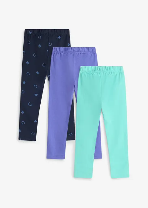 Leggings i elastisk, &oslash;kologisk bomullsmiks (3-pack), bonprix