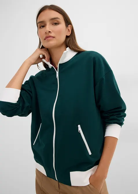 Sweatjakke i 100% &oslash;kologisk bomull, bonprix