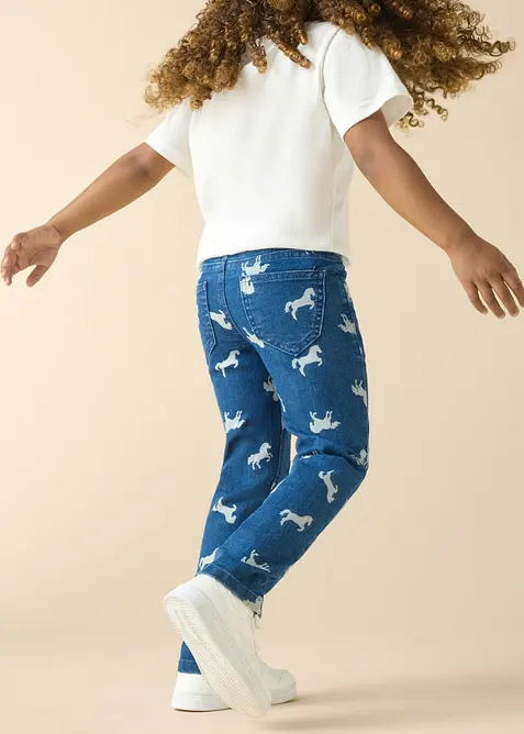 Pull on-bukse med elastisk linning Mid waist, bonprix