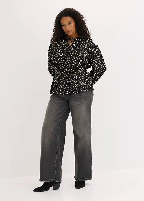 Bluse i viskosekrepp, bonprix