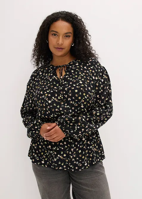 Bluse i viskosekrepp, bonprix