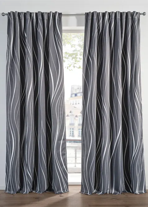 M&oslash;rkleggingsgardin med resirkulert polyester (1-pack), bonprix