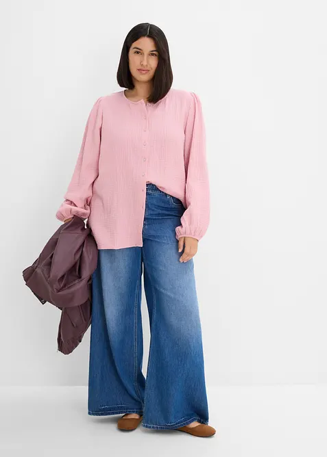 Oversized bluse i myk musselin, bonprix