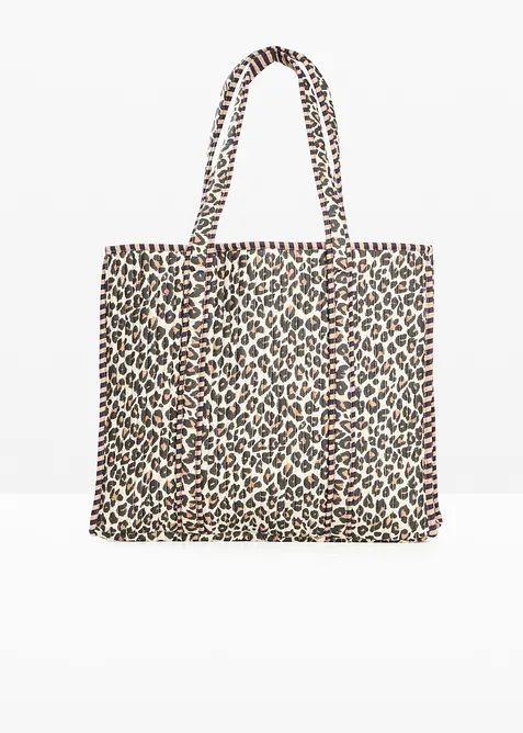 Leopardm&oslash;nstret, vendbar shopper i bomull, bonprix