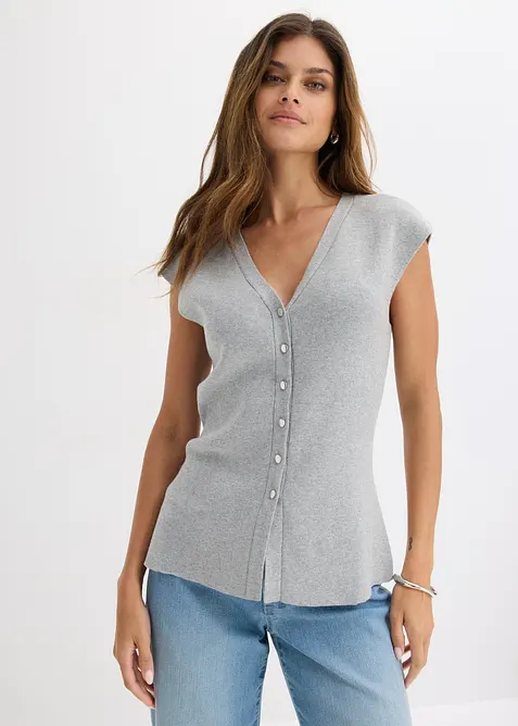 Strikkevest med V-hals, bonprix