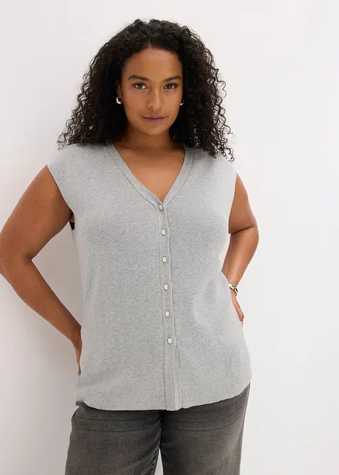 Strikkevest med V-hals, bonprix