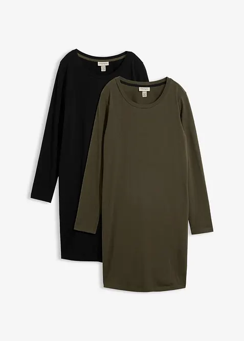 Jerseykjole i bomull med stretch (2-pack), bonprix