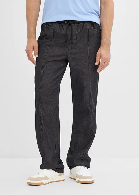 Pull on-bukse i lett materiale og Loose fit, Straight, bonprix