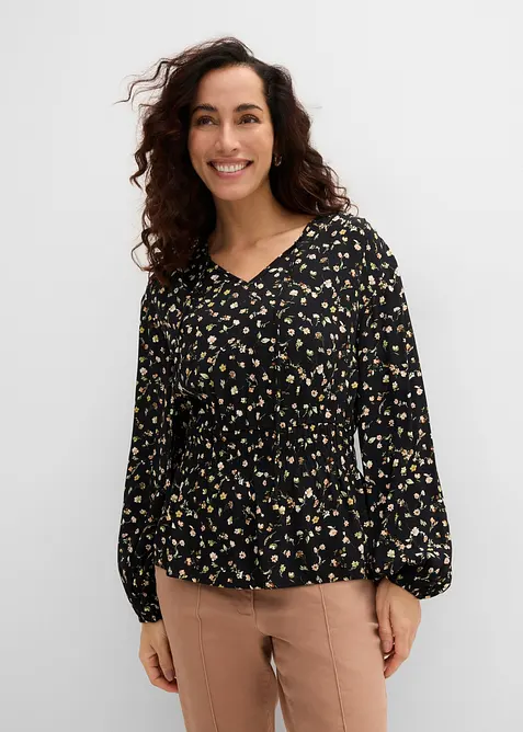 Bluse i viskosekrepp, bonprix