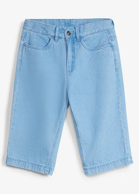 Lang jeansbermuda med regulerbar linning, Loose Fit, bonprix