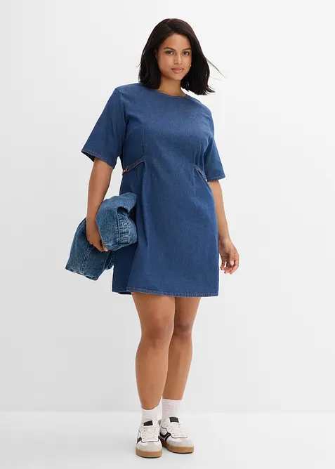 Jeanskjole av bomull med stretch, bonprix