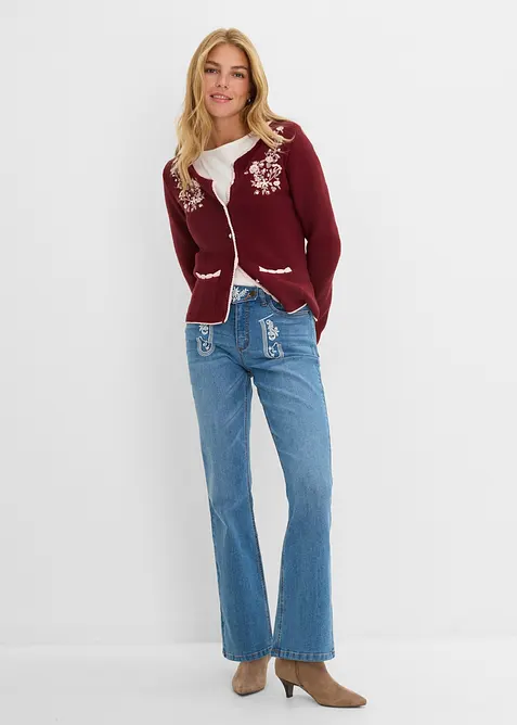 Bootcut-jeans i oktoberfeststil, Mid waist med broderi, bonprix
