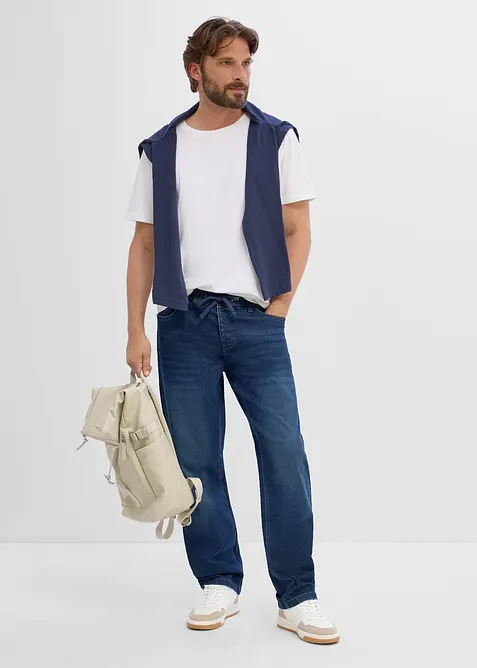 Relaxed fit jeans med stretchlinning, straight, bonprix
