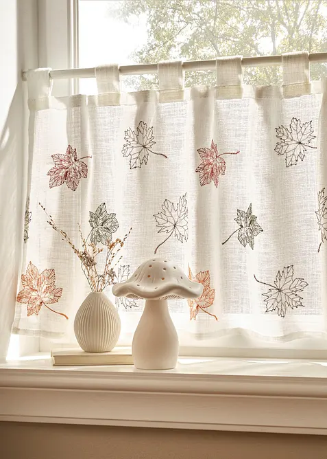 Gardinkappe med blad-broderi, bonprix