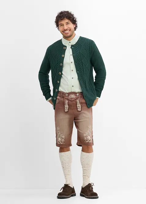 Cardigan i myk bomullsmiks og tyrolerstil, bonprix