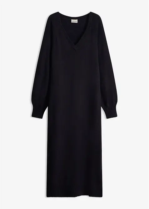Oversized strikkekjole i midilengde, bonprix