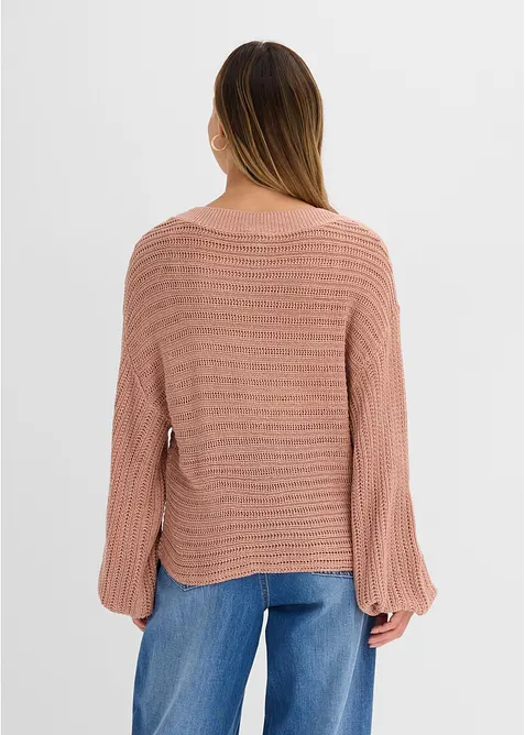 Oversized genser med hullm&oslash;nster, bonprix