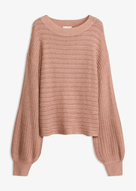 Oversized genser med hullm&oslash;nster, bonprix