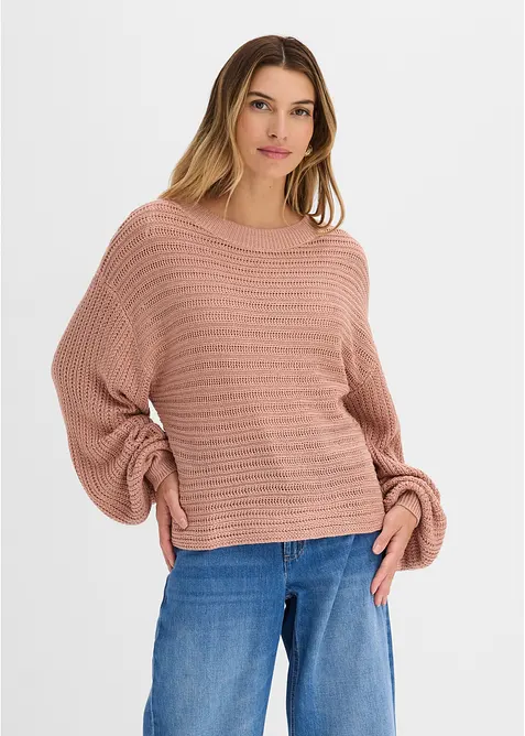 Oversized genser med hullm&oslash;nster, bonprix