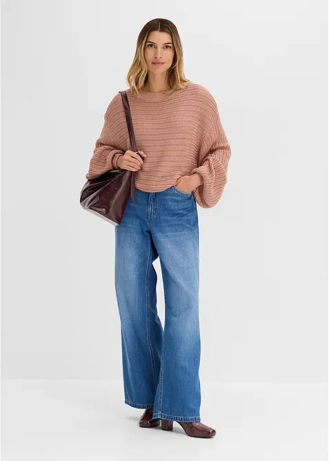 Oversized genser med hullm&oslash;nster, bonprix