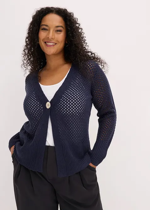 Cardigan med hullm&oslash;nster, bonprix