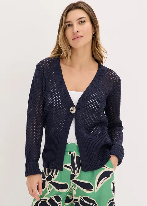 Cardigan med hullm&oslash;nster, bonprix