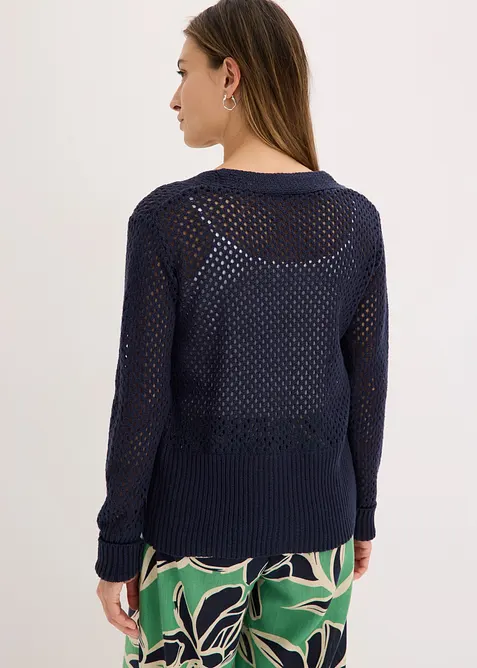 Cardigan med hullm&oslash;nster, bonprix