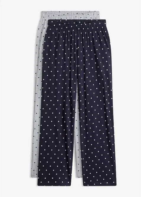 Lang pyjamasbukse i 100% bomull (2-pack), bonprix