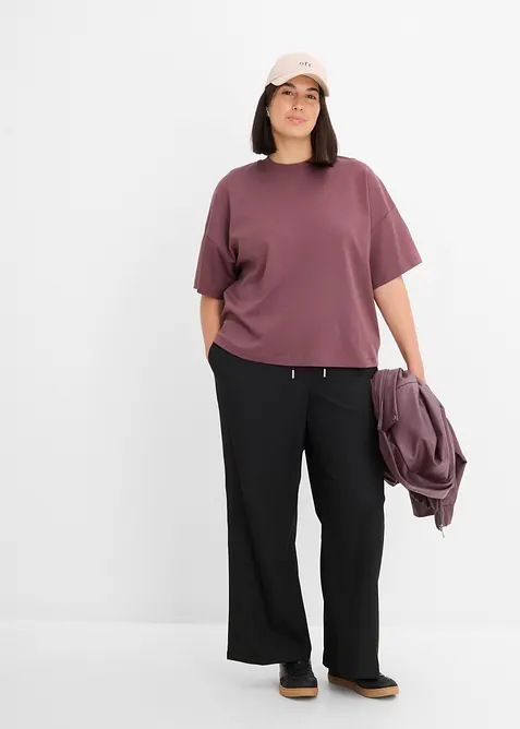 Kort, oversized topp i formstabil, 100% &oslash;kologisk bomull, bonprix