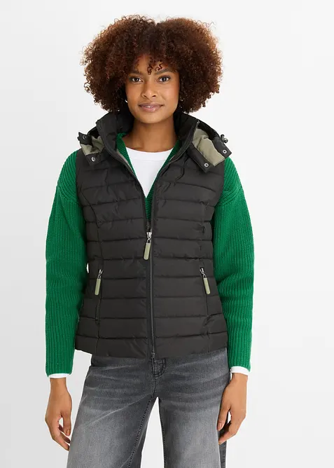 Vattert vest med hette, bonprix