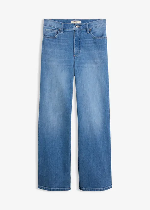 Wide leg jeans high waist, &oslash;kologisk bomull, bonprix