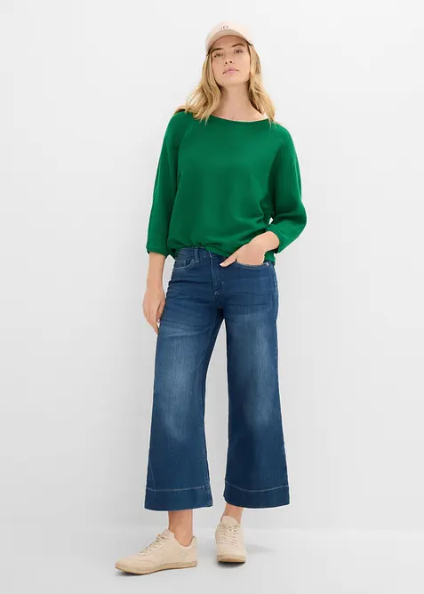 Oversized, ribbestrikket genser i viskosemiks, bonprix
