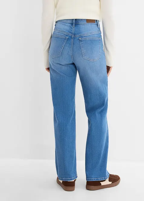 Wide leg jeans high waist, &oslash;kologisk bomull, bonprix