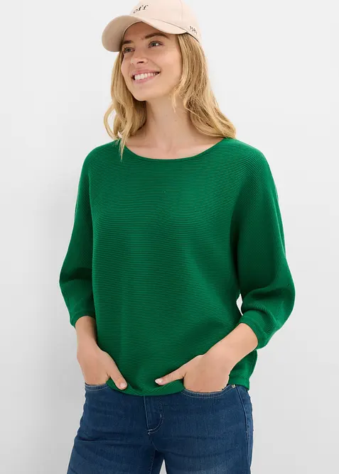 Oversized, ribbestrikket genser i viskosemiks, bonprix