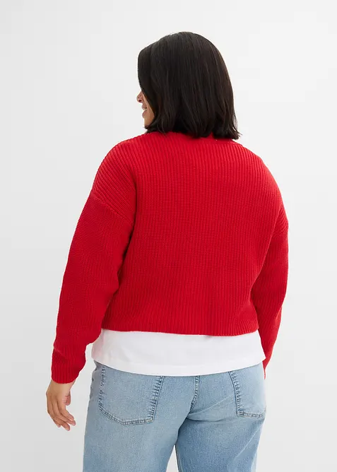 Grovstrikket cardigan i 100% bomull, bonprix