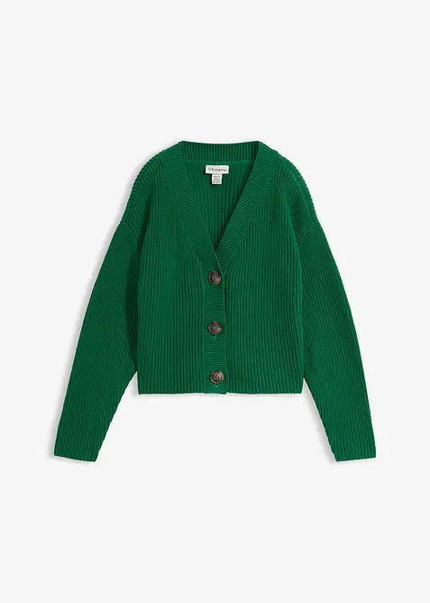 Grovstrikket cardigan i 100% bomull, bonprix
