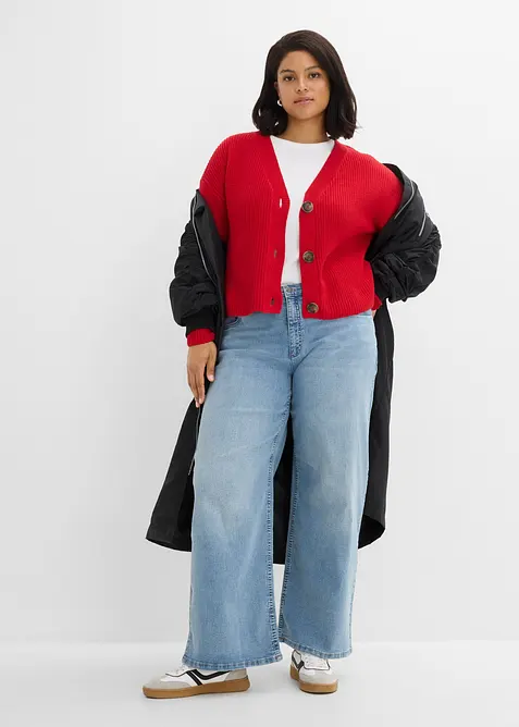Grovstrikket cardigan i 100% bomull, bonprix