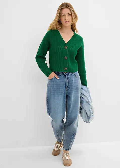Grovstrikket cardigan i 100% bomull, bonprix