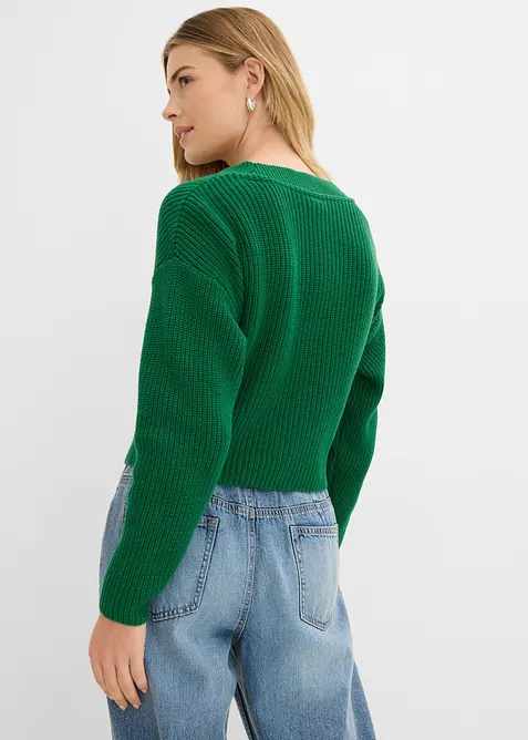 Grovstrikket cardigan i 100% bomull, bonprix