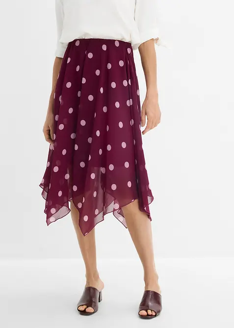 Midiskj&oslash;rt i chiffon med asymmetrisk fald, bonprix