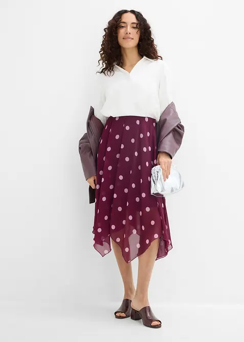 Midiskj&oslash;rt i chiffon med asymmetrisk fald, bonprix